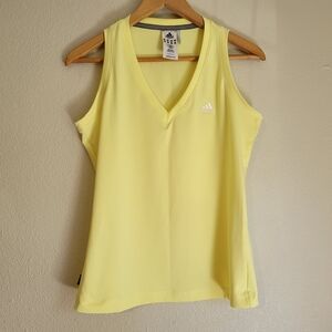 Adidas Women's Light Yellow V-Neck Tank Top